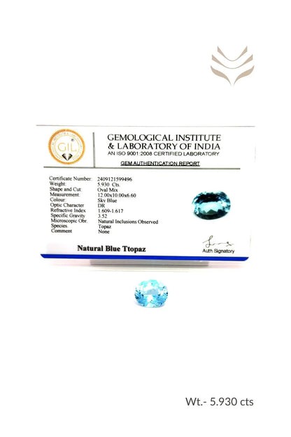 Light-Coded Swiss Blue Topaz - 5.93 Ct 