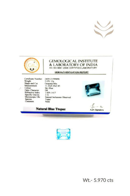 Light-Coded Swiss Blue Topaz - 5.97 Ct 