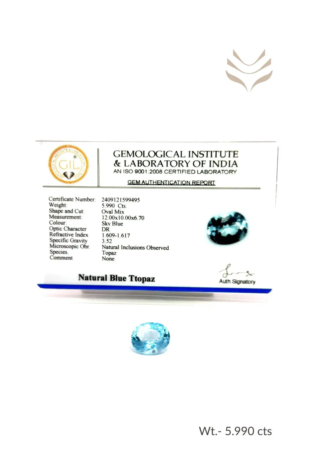 Light-Coded Swiss Blue Topaz - 5.99 Ct 