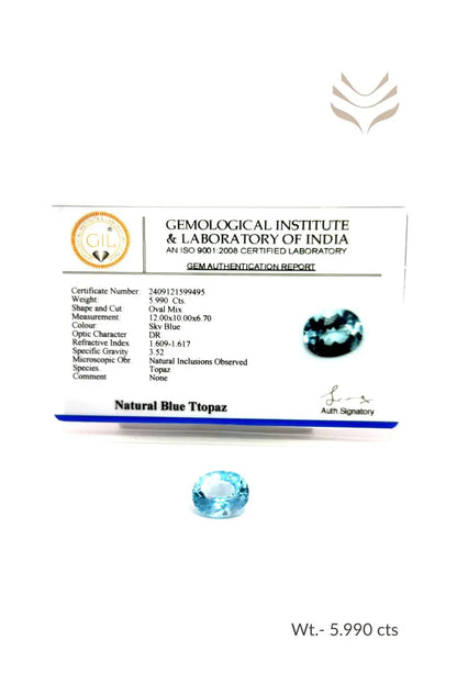 Light-Coded Swiss Blue Topaz - 5.99 Ct 