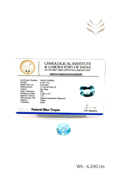 Light-Coded Swiss Blue Topaz - 6.24 Ct 
