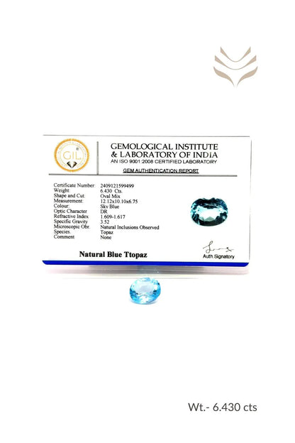Light-Coded Swiss Blue Topaz - 6.43 Ct 