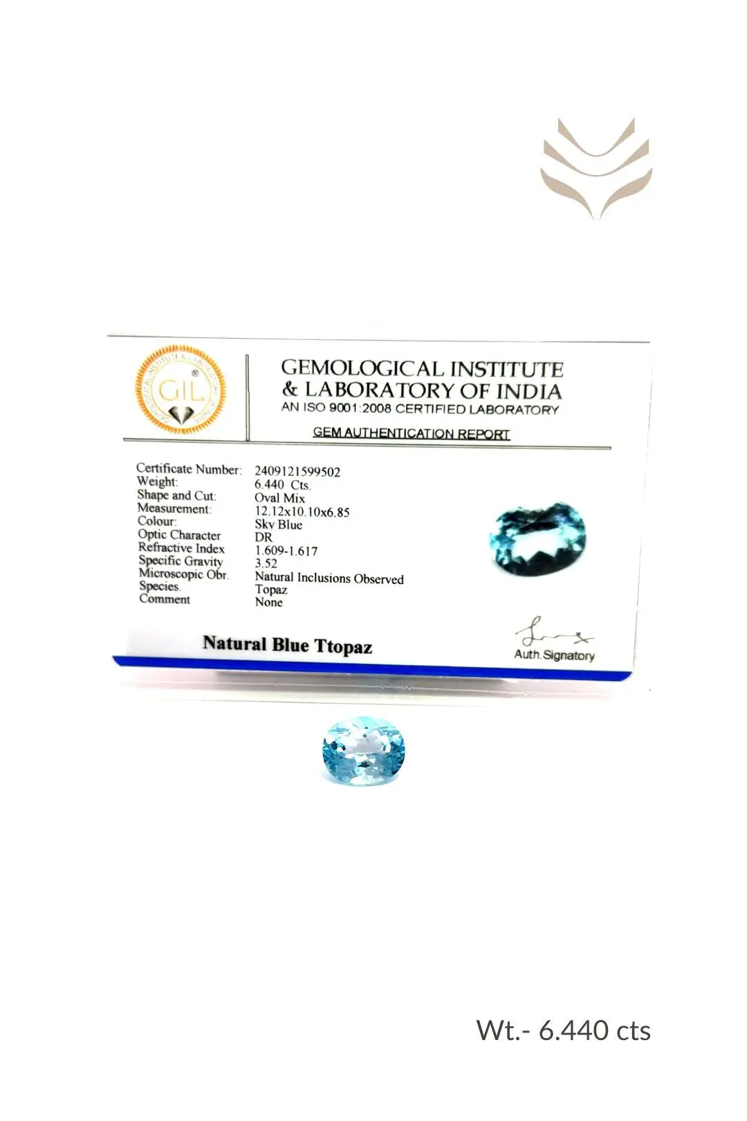 Light-Coded Swiss Blue Topaz - 6.44 Ct 