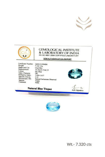Light-Coded Swiss Blue Topaz - 7.32 Ct 