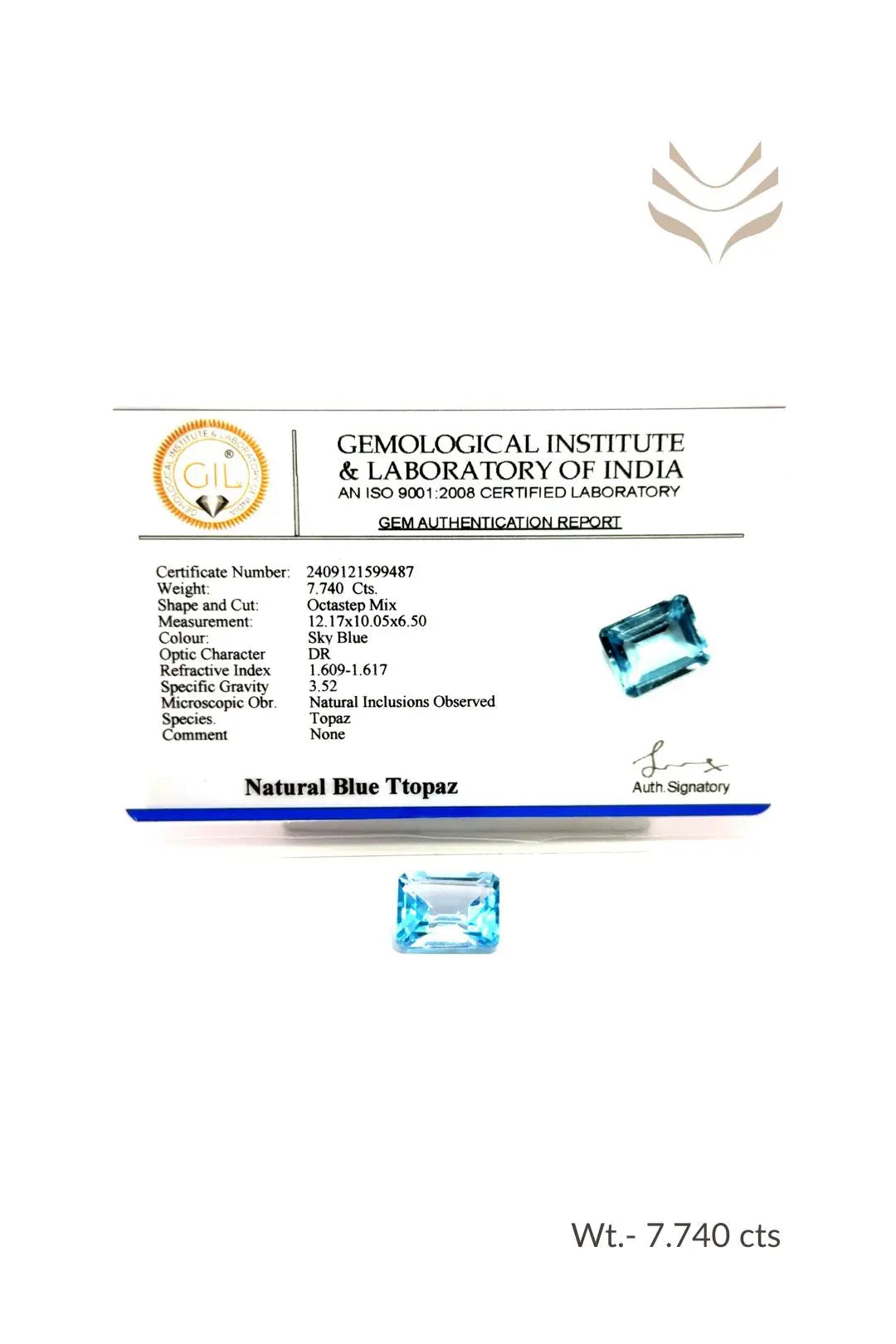 Light-Coded Swiss Blue Topaz - 7.74 Ct 