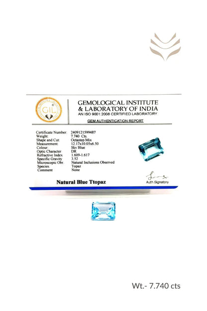 Light-Coded Swiss Blue Topaz - 7.74 Ct 