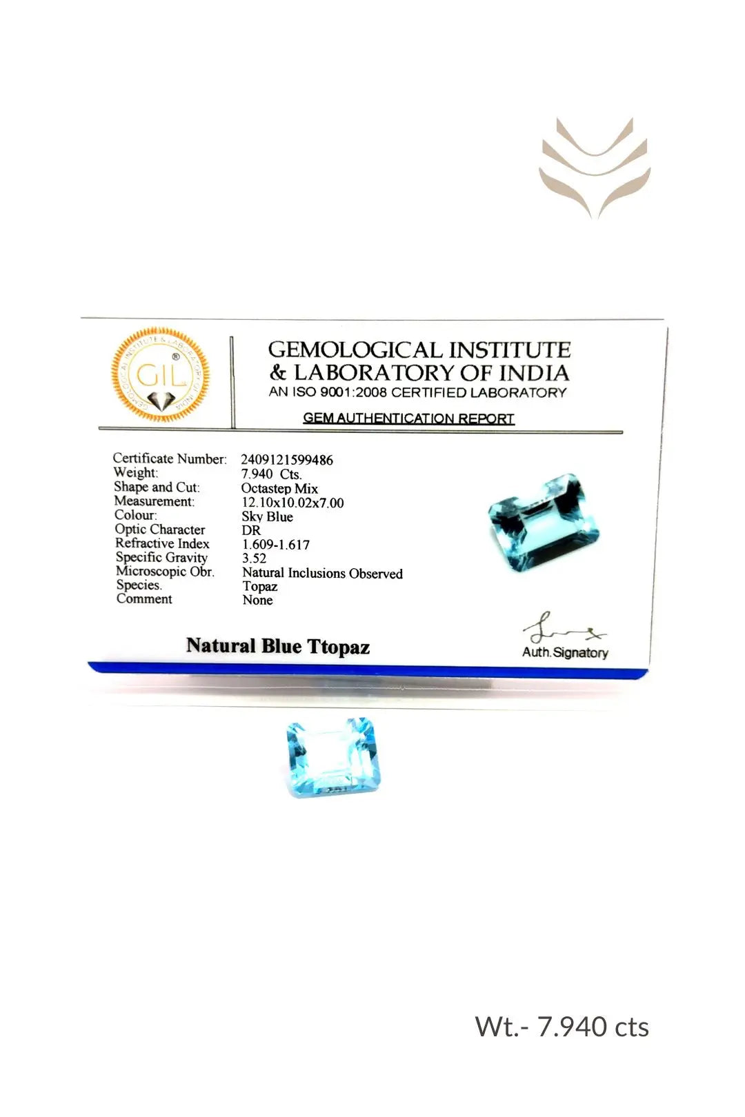 Light-Coded Swiss Blue Topaz - 7.94 Ct 