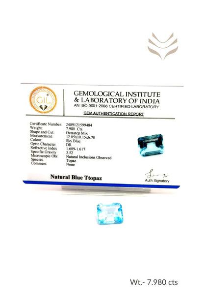 Light-Coded Swiss Blue Topaz - 7.98 Ct 