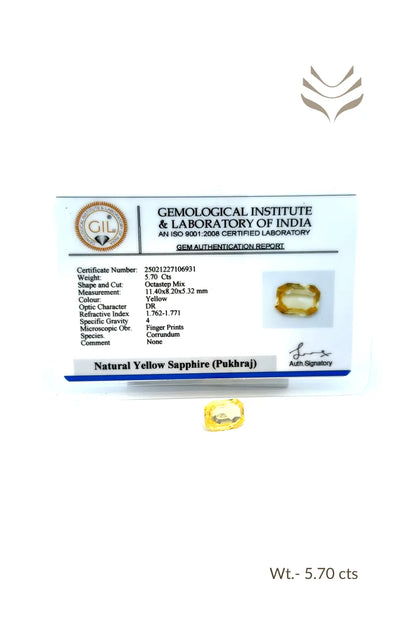 Light-Coded Yellow Sapphire - 5.70 Ct 