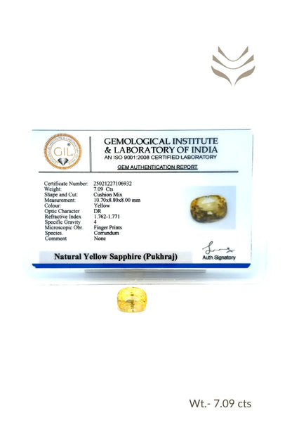 Light-Coded Yellow Sapphire - 7.09 Ct 