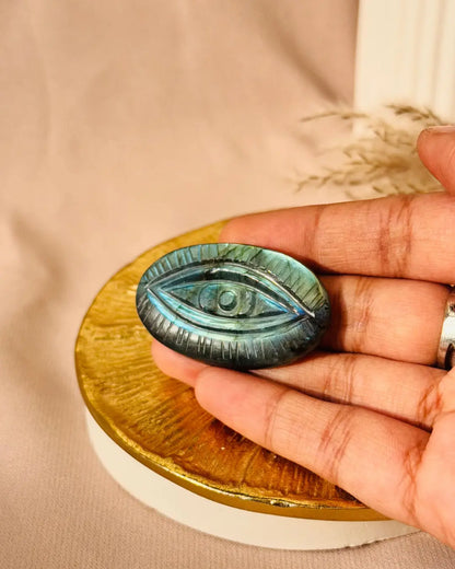 Light-coded Labradorite Evil Eye Pocket Stone 