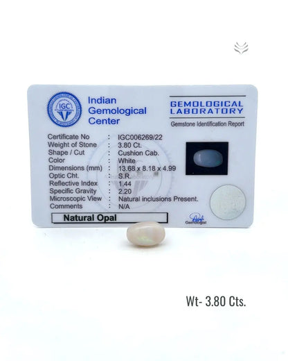LightCoded Australian White Opal -  3.80 Ct 
