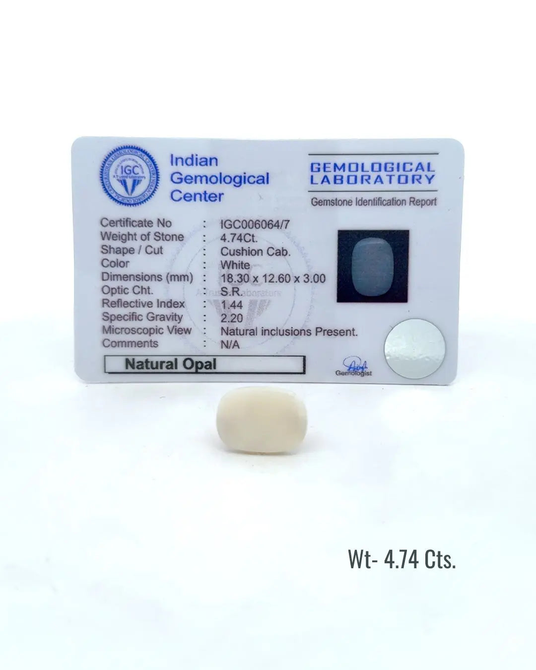 LightCoded Australian White Opal -  4.74 Ct 