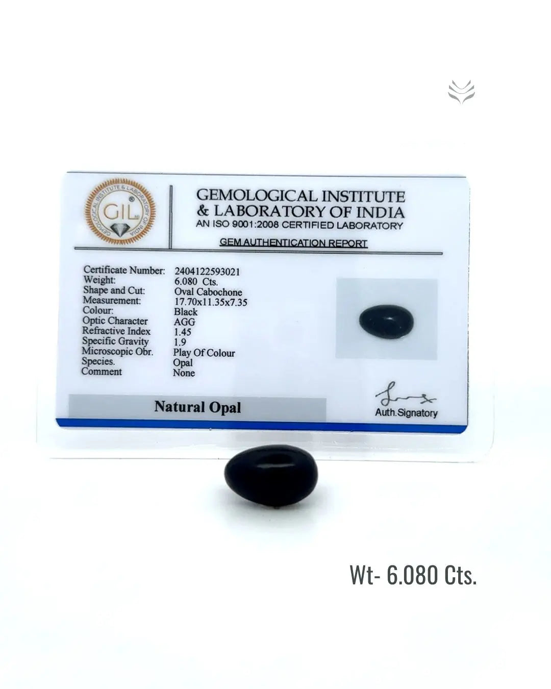 LightCoded Black Opal - 6.08 Ct 