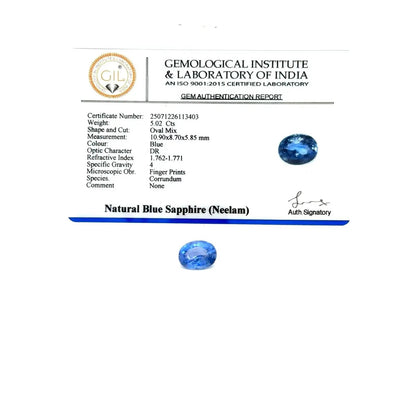 LightCoded Blue Sapphire - 5.02 Ct 