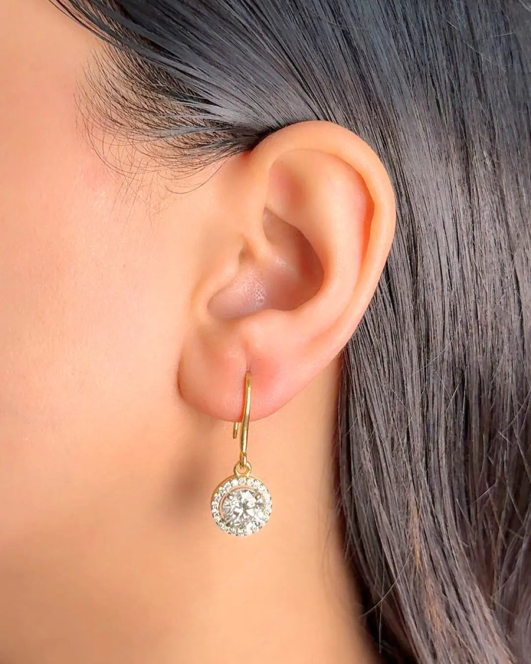 Lightcoded Athena Multi-moissanite Round Silver Gold-plated Loop Earrings 