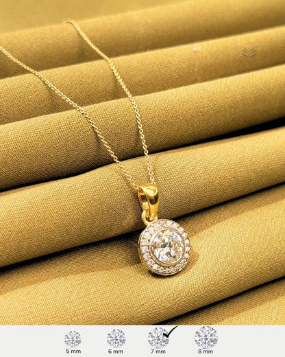 Lightcoded Athena Multi-moissanite Round Silver Gold-plated Pendant 