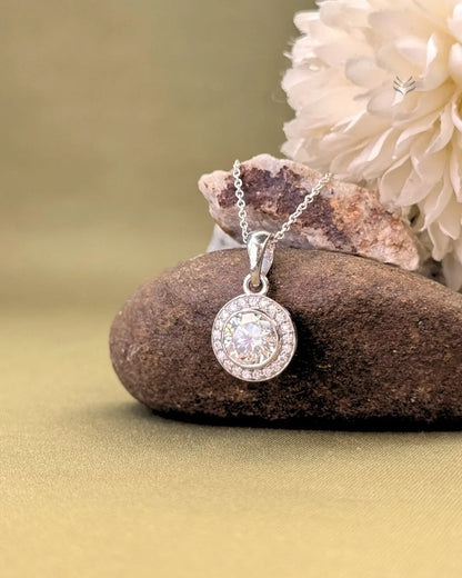 Lightcoded Athena Multi-moissanite Round Silver Pendant 