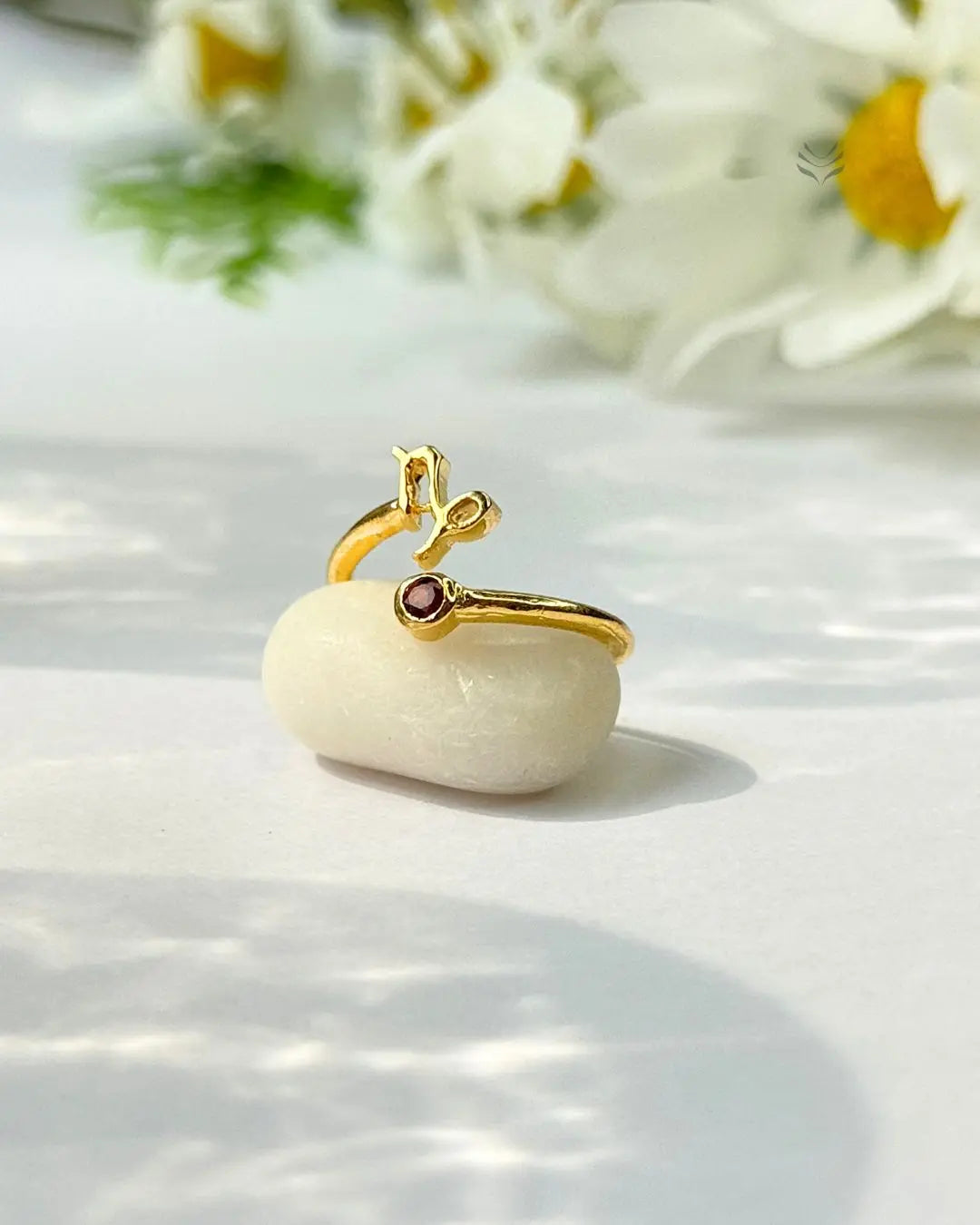 Lightcoded Capricorn – Garnet Zodiac Ring 