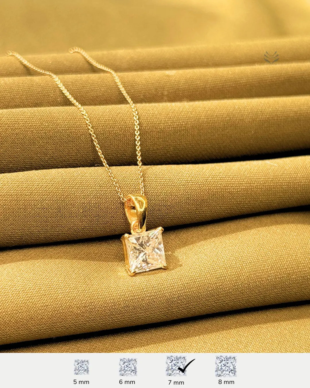 Lightcoded Freya Square Silver Gold-plated Pendant 