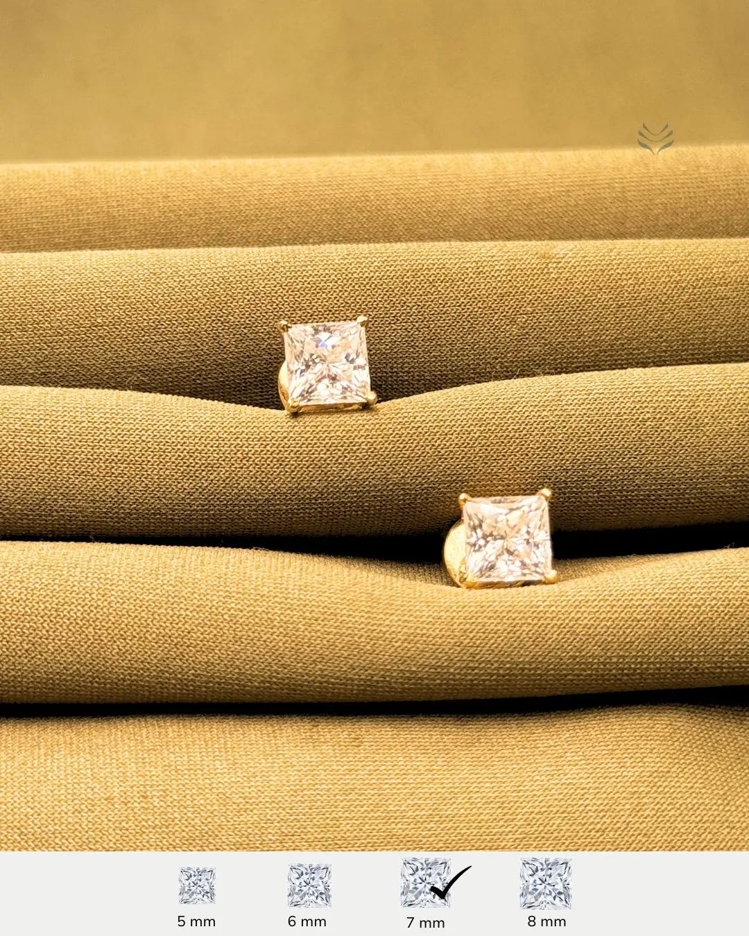 Lightcoded Freya Square Silver Gold-plated Screw Back Earrings 