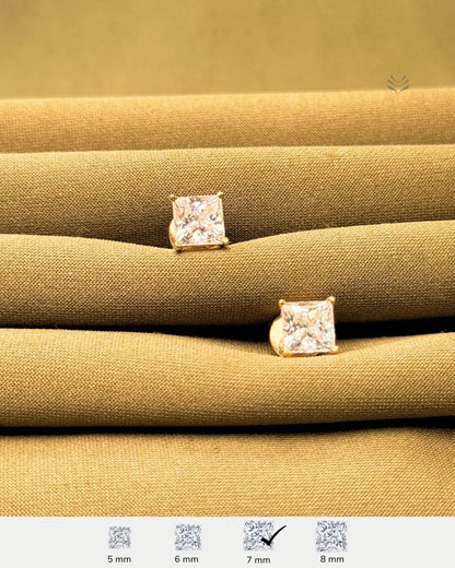 Lightcoded Freya Square Silver Gold-plated Screw Back Earrings 