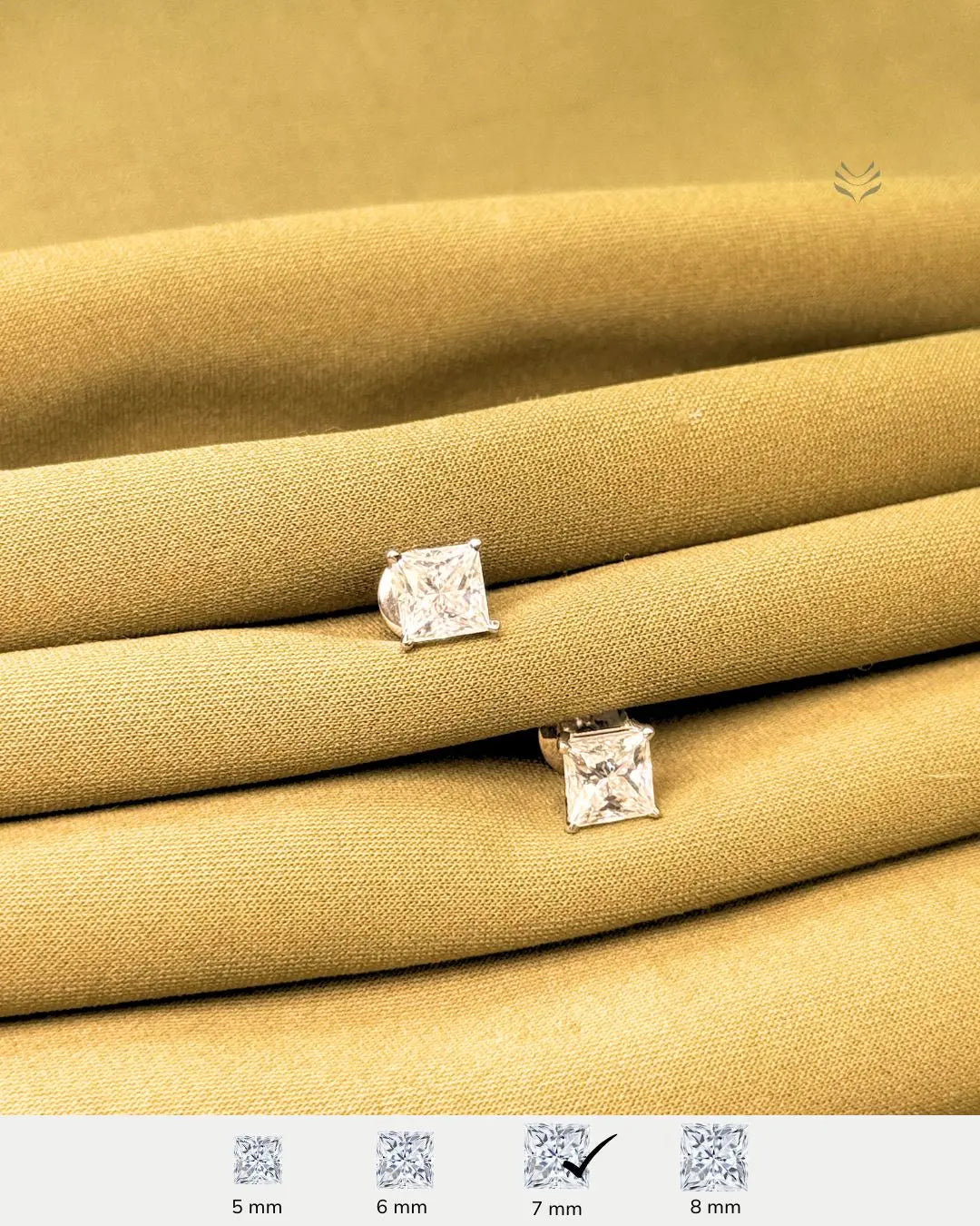 Lightcoded Freya Square Silver Screw Back Earrings 