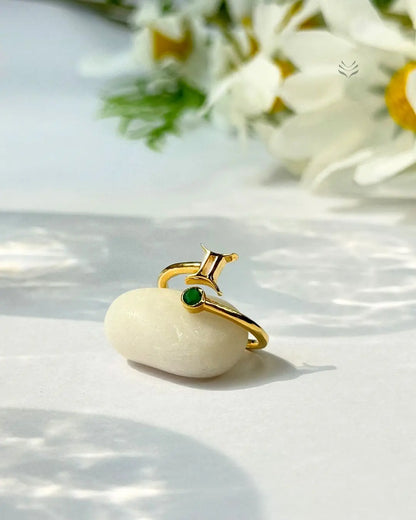 Lightcoded Gemini – Green Onyx Zodiac Ring 