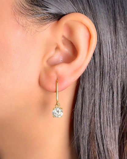 Lightcoded Iris Round Silver Gold-plated Loop Earrings 