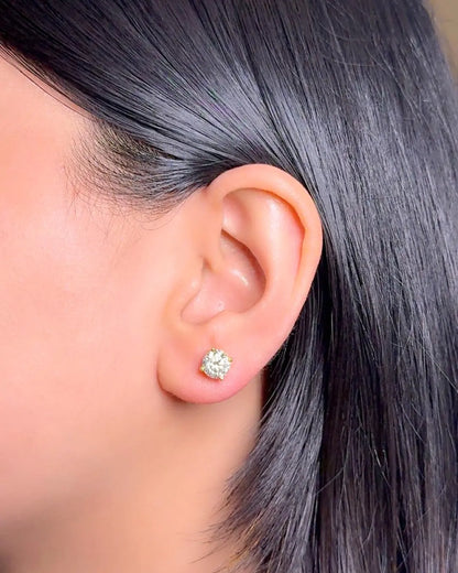 Lightcoded Iris Round Silver Gold-plated Screw Back Earrings 