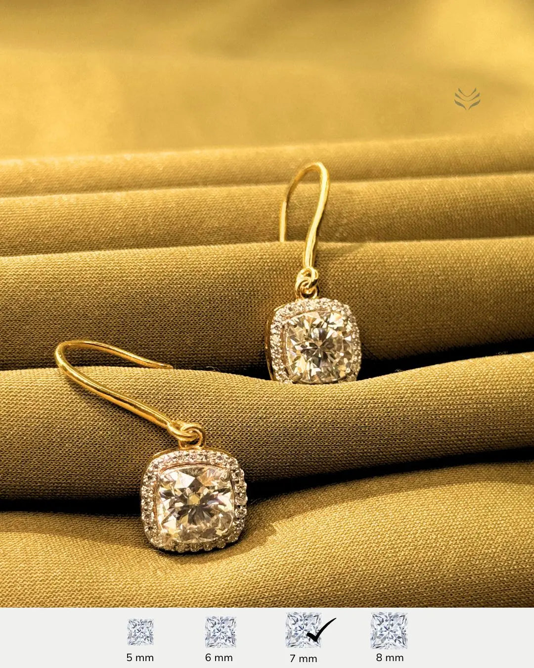 Lightcoded Luna Multi-moissanite Square Silver Gold-plated Loop Earrings 