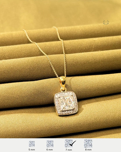 Lightcoded Luna Multi-moissanite Square Silver Gold-plated Pendant 