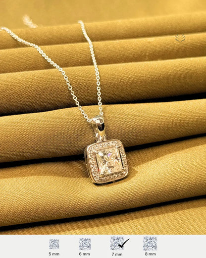Lightcoded Luna Multi-moissanite Square Silver Pendant 