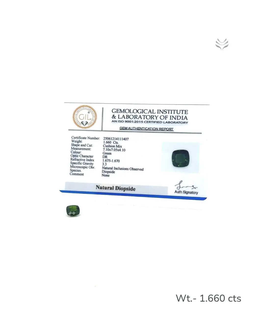 Lightcoded Natural Diopside - 1.660 Ct 