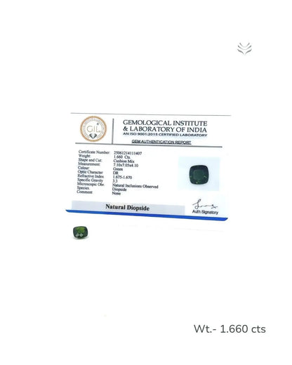Lightcoded Natural Diopside - 1.660 Ct 