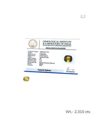 Lightcoded Natural Green Sphene - 2.310 Ct 