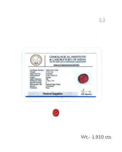 Lightcoded Natural Orange Sapphire - 1.910 Ct 