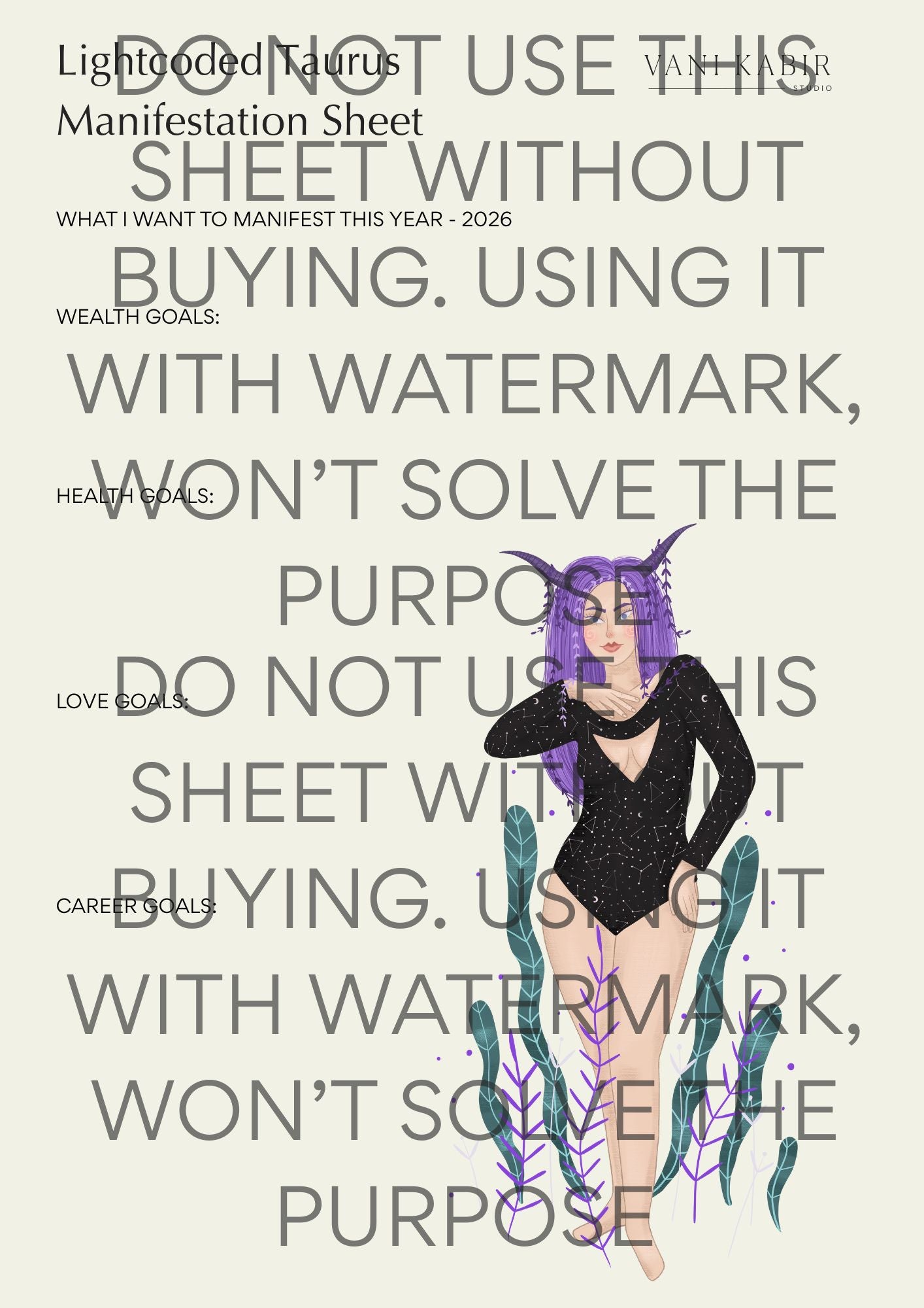 Zodiac Manifestation Sheet – Taurus