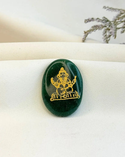 Lucky Ganesha Pocket Stone  Crystal Coin
