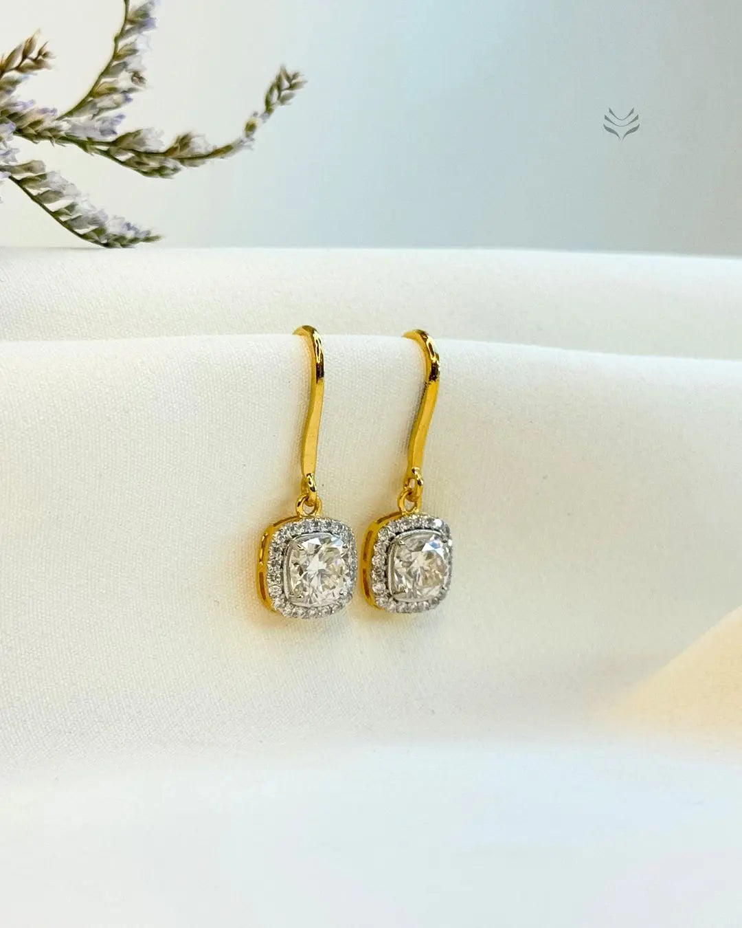 Luna Multi-moissanite Square Silver Gold-plated Loop Earrings 
