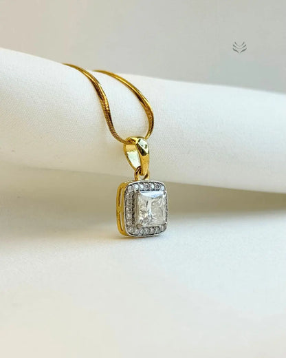 Luna Multi-moissanite Square Silver Gold-plated Pendant 