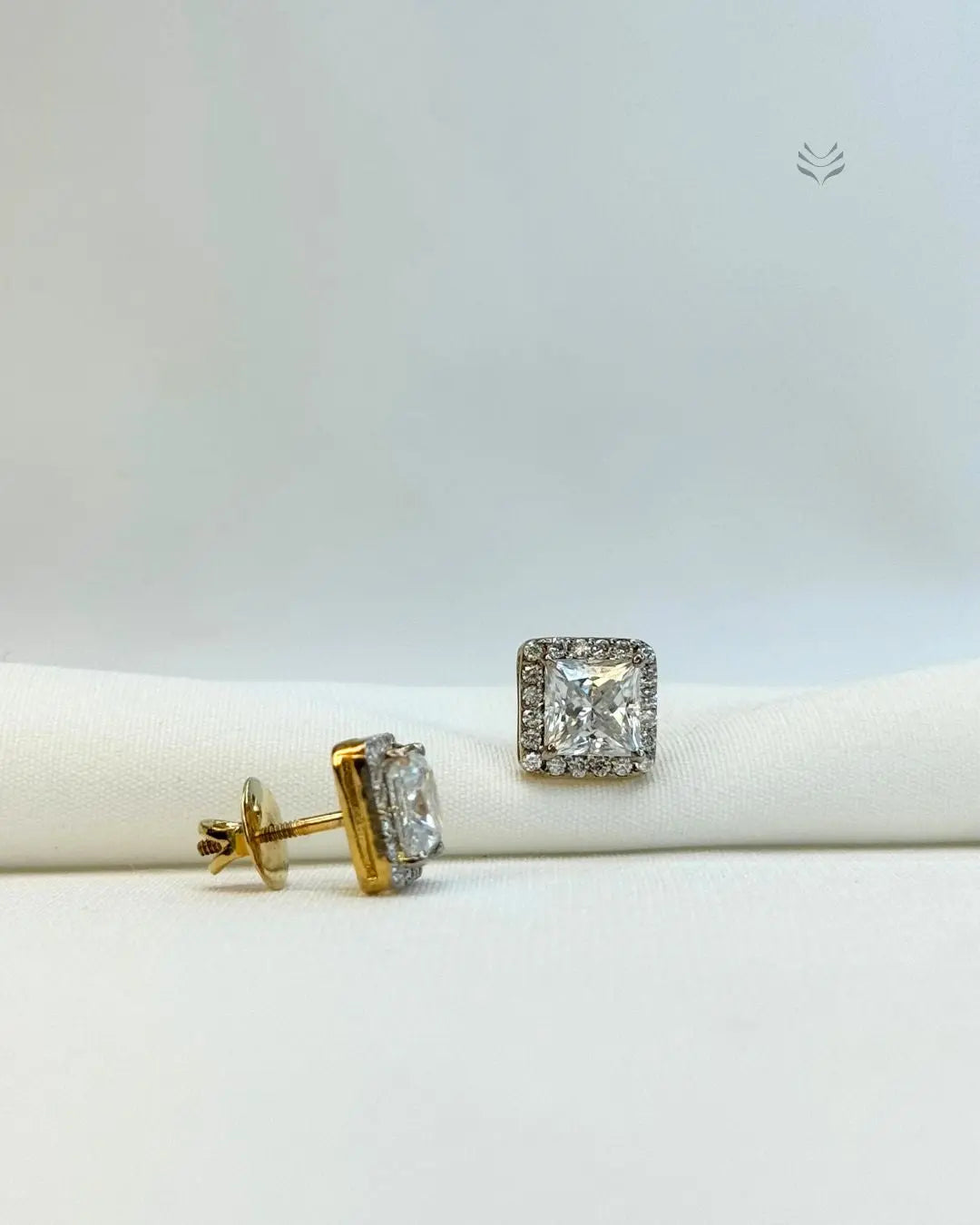 Luna Multi-moissanite Square Silver Gold-plated Screw Back Earrings 