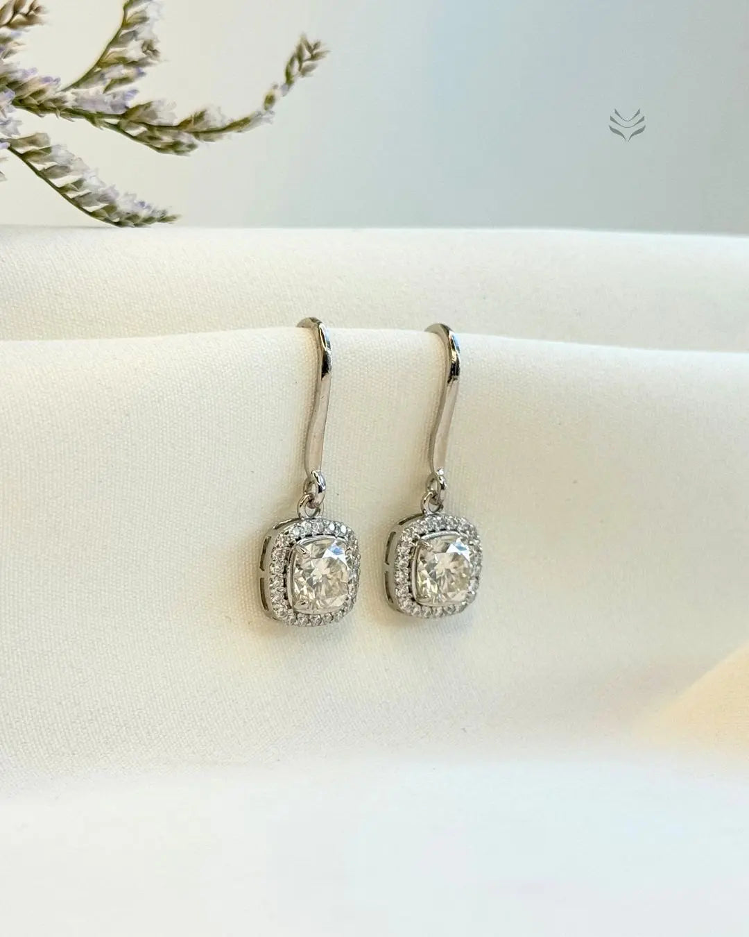 Luna Multi-moissanite Square Silver Loop Earrings 