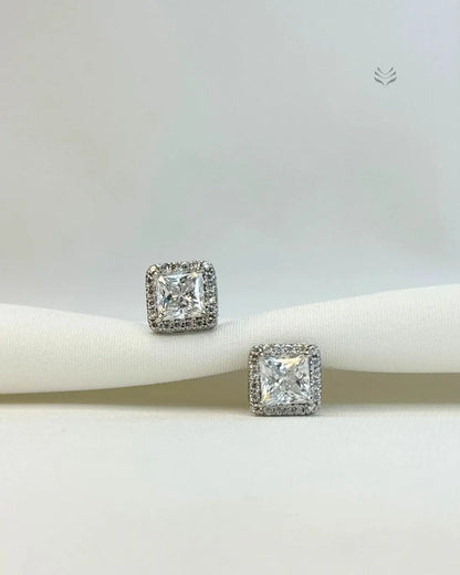 Luna Multi-moissanite Square Silver Gold-plated Screw Back Earrings 