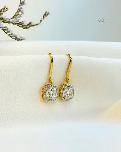 Luna Multi-moissanite Square Silver Gold-plated Loop Earrings 