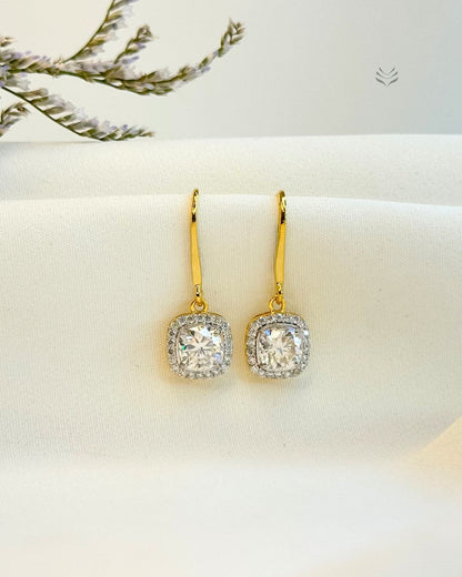 Luna Multi-moissanite Square Silver Gold-plated Loop Earrings 