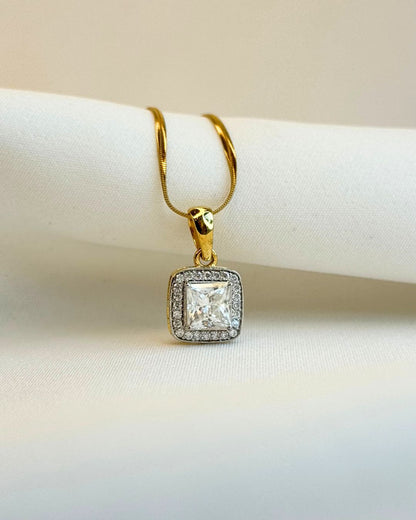 Luna Multi-moissanite Square Silver Gold-plated Pendant 