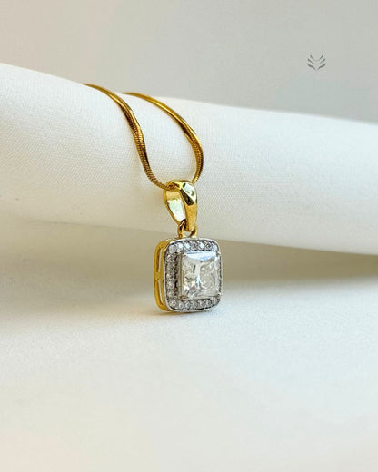 Luna Multi-moissanite Square Silver Gold-plated Pendant 