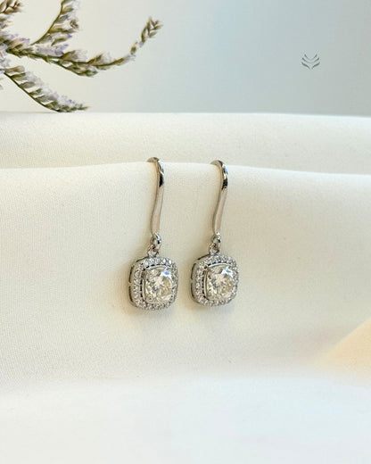 Luna Multi-moissanite Square Silver Loop Earrings 