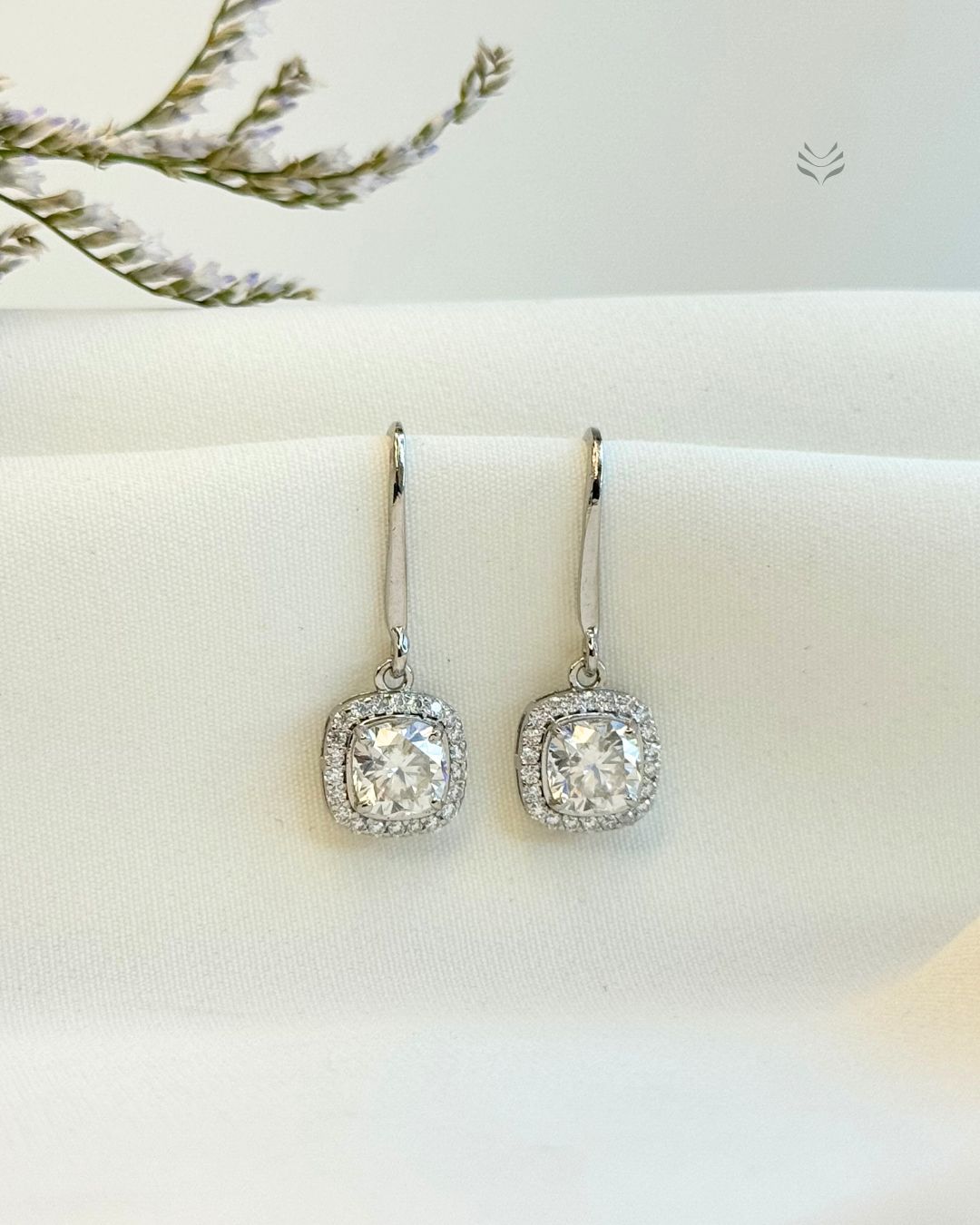 Luna Multi-moissanite Square Silver Loop Earrings 